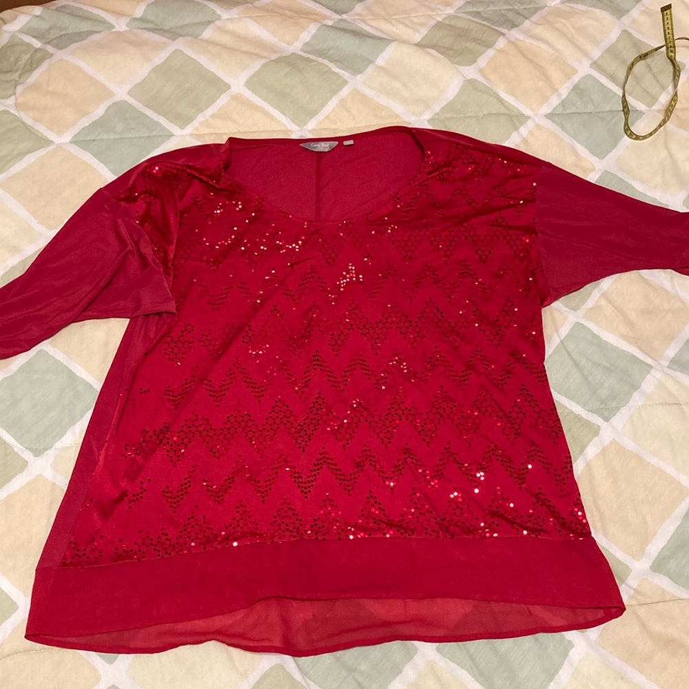 Elegant Red Sequin Women's Top